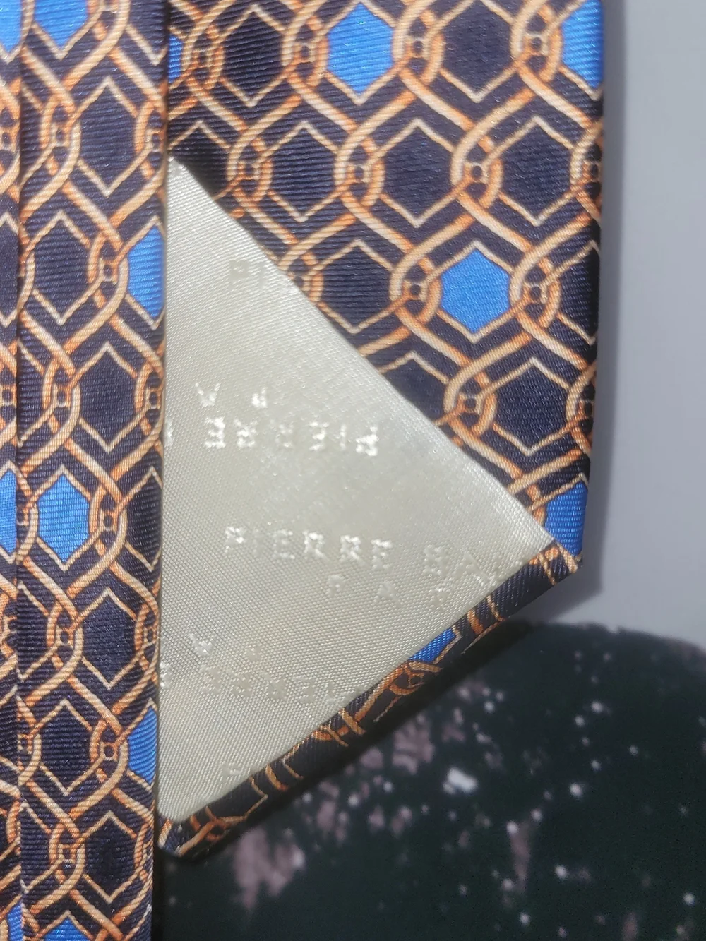 Balmain Black, Gold & Blue Silk Tie